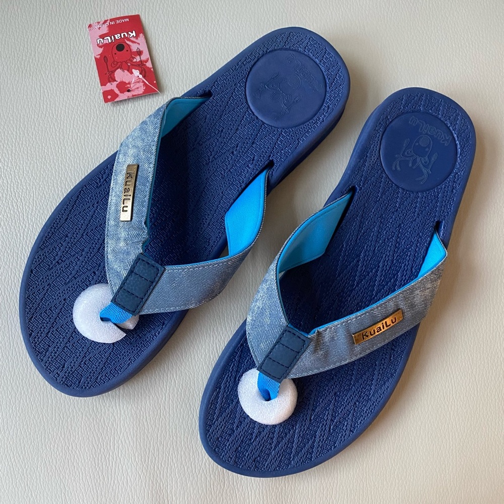 Kuailu denim flip flops
